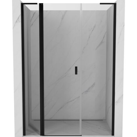 Mexen Mist L porte de douche battante 145 cm, transparent, noir - 8A4L-145-001-70-00 (1/5)