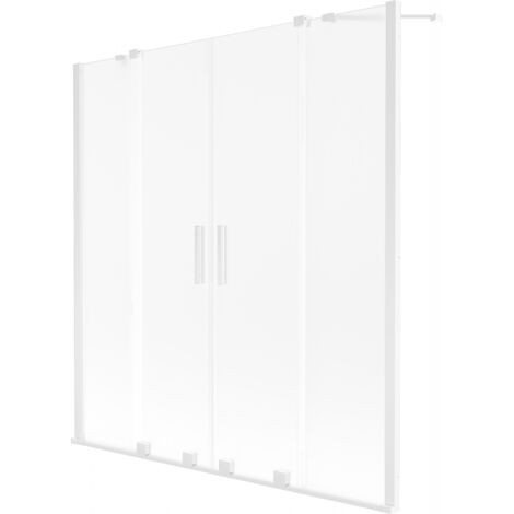 Mexen Velar Duo pare-douche baignoire 2 volets coulissants 160 x 150 cm, givré, blanc - 896-160-000-32-20