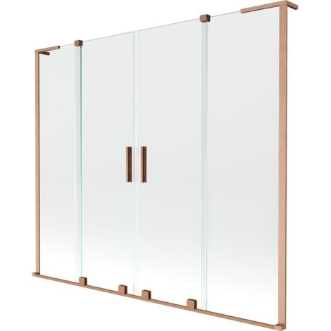 Mexen Velar L Duo paroi de baignoire 2 volets coulissants 170 x 150 cm, transparent, cuivre brossé - 896-170-003-02-65