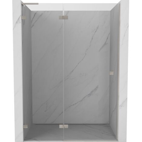 Charnière De Porte De Douche 135° Bicolore – Nickel Brossé Et Or, Goupille 5° Ou 10°