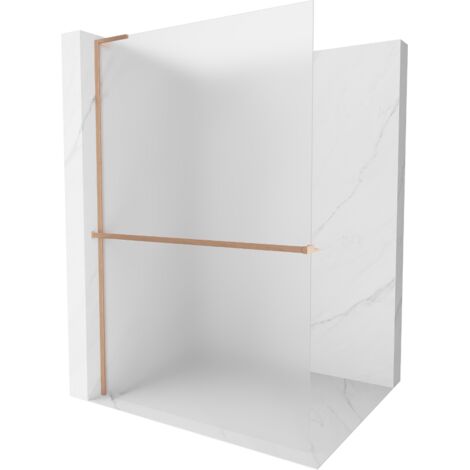Mexen Kioto+ L paroi de douche avec étagère Walk-in 100 x 200 cm, verre dépoli, laiton brossé - 800-100-123-65-30