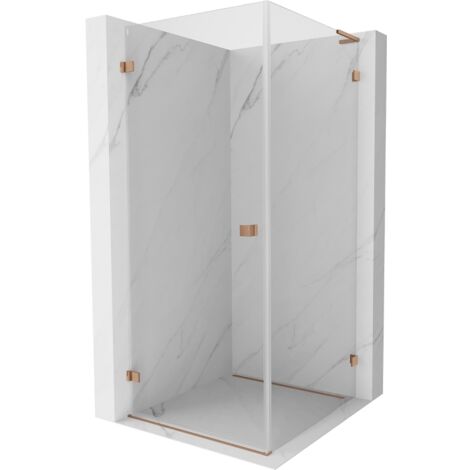 Mexen Lunar-B L cabine de douche pivotante à gauche 80 x 80 cm, transparent, cuivre brossé - 832L-080-080-65-00-L (1/5)