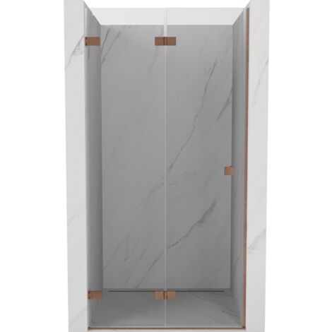 Mexen Lunar-F porte de douche pliable gauche 65 cm, transparent, cuivre brossé - 836-065-000-65-00-L (1/5)