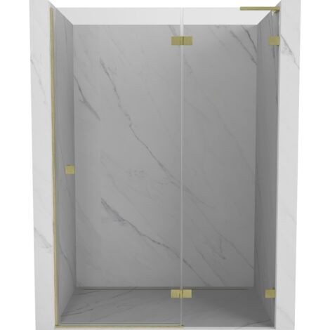 Mexen Lunar L porte de douche battante droite 140 cm, transparente, or brossé - 834L-140-000-55-00-P (1/5)