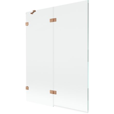 Paroi de baignoire pliante gauche Mexen Lunar 2 volets 130 x 150 cm, transparent, cuivre brossé - 897-130-100-65-00-L (1/5)