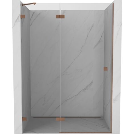 Mexen Lunar porte de douche battante gauche 140 cm, transparent, cuivre brossé - 834-140-000-65-00-L