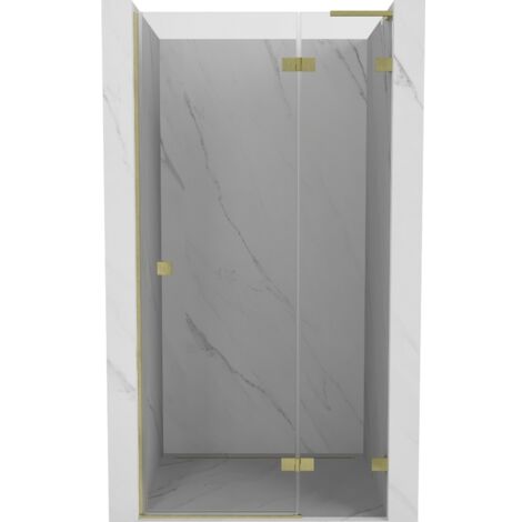Porte de douche battante droite Mexen Lunar L 80 cm, transparente, or brossé - 834L-080-000-55-00-P (1/5)
