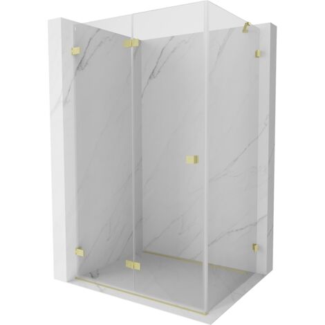 Mexen Lunar-F cabine de douche pliante gauche 100 x 80 cm, transparent, or brossé - 836-100-080-55-00-L (1/5)