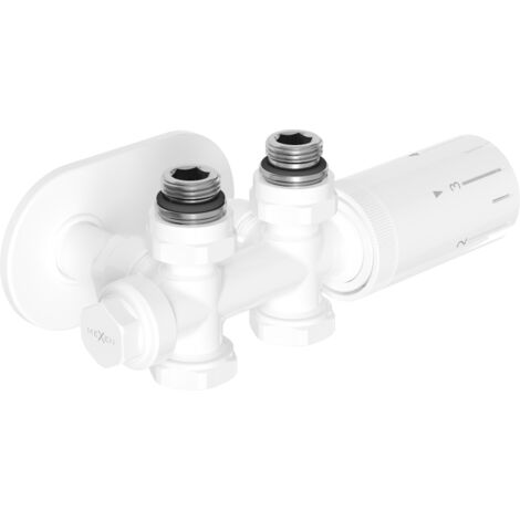 Mexen G05 ensemble thermostatique coudé/droit avec cache R, Duplex, DN50, blanc - W908-958-905-20 (1/3)