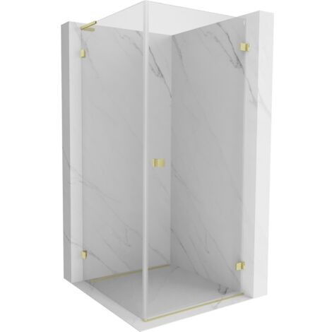 Mexen Lunar-B L cabine de douche battante droite 100 x 100 cm, transparent, or brossé - 832L-100-100-55-00-P (1/5)