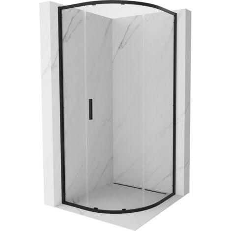 Mexen Exo cabine de douche demi-ronde coulissante 100 x 100 cm, transparent, noir - 8131-100-100-70-00