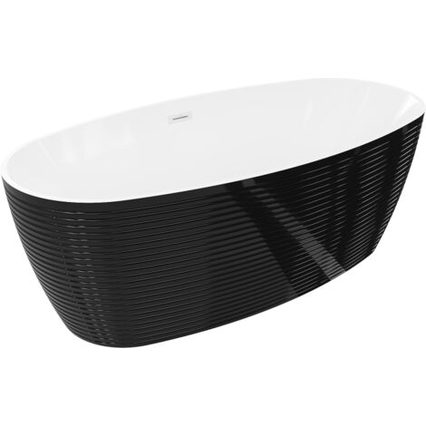 Mexen Lira baignoire îlot motif 170 x 80 cm, blanc/noir, trop-plein blanc- 52831708075-20 (1/5)