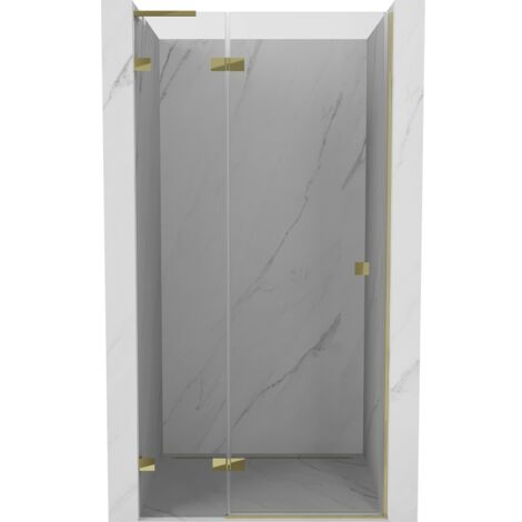Mexen Lunar L porte de douche pivotante gauche 80 cm, transparent, dorée - 834L-080-000-50-00-L (1/5)
