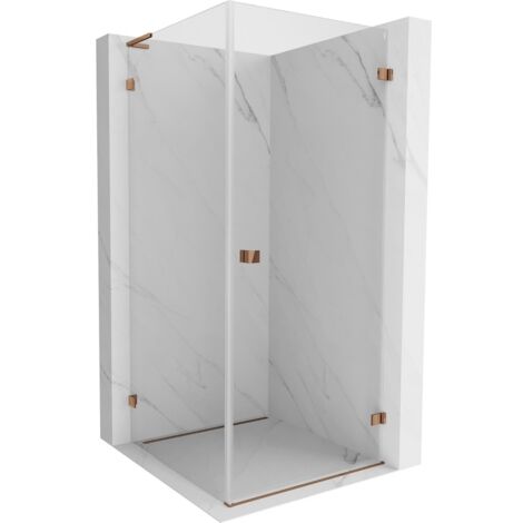 Mexen Lunar-B L cabine de douche pivotante droite 80 x 80 cm, transparent, or rose - 832L-080-080-60-00-P (1/5)