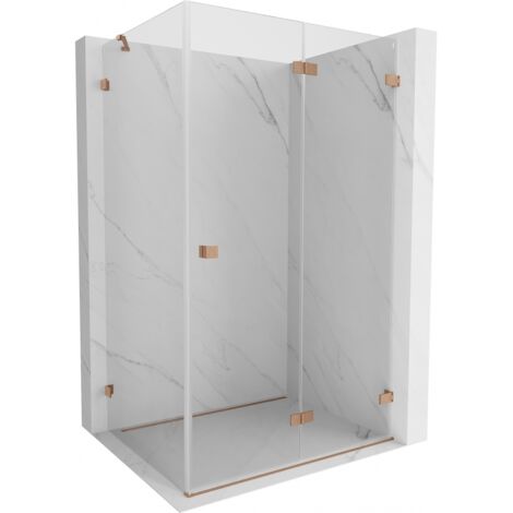 Mexen Lunar-F cabine de douche pliante droite 85 x 80 cm, transparent, cuivre brossé- 836-085-080-65-00-P (1/5)