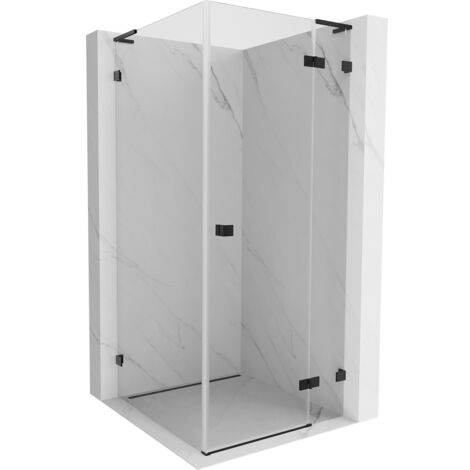 Mexen Lunar L cabine de douche à charnière droite 80 x 80 cm, transparent, noir - 834L-080-080-70-00-P (1/5)