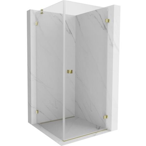 Mexen Lunar-B cabine de douche pivotante droite 90 x 90 cm, transparent, doré - 832-090-090-50-00-P (1/5)