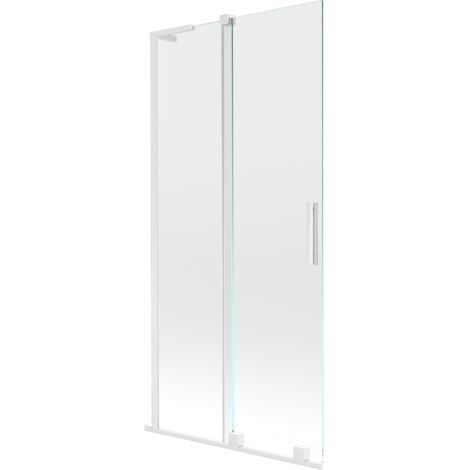Mexen Velar L paravent de baignoire coulissant à 2 panneaux 95 x 150 cm, transparent, blanc - 896-095-003-01-20