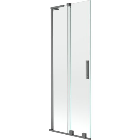 Mexen Velar L pare-douche de bain coulissant à 2 volets 75 x 150 cm, transparent, métal gun - 896-075-003-01-95