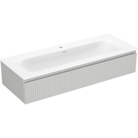 Mexen Rivel meuble de salle de bains 120 cm avec lavabo Vela, 1 tiroir, rainuré, gris mat/blanc mat - 91A20-12023-1-BF62-W23M01 (1/5)