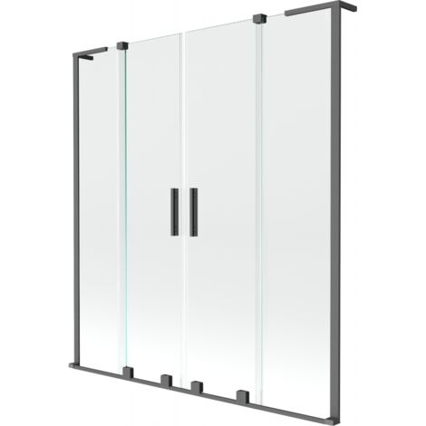Mexen Velar L Duo paroi de baignoire coulissante à 2 volets 150 x 150 cm, transparent, métal canon - 896-150-003-02-95 (1/2)
