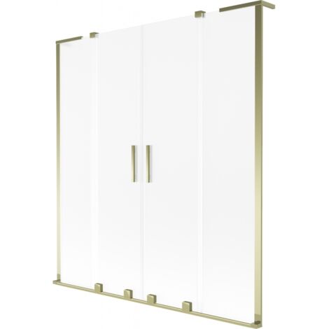 Mexen Velar L Duo paroi de baignoire à 2 volets coulissants 160 x 150 cm, givrée, dorée - 896-160-003-32-50 (1/2)