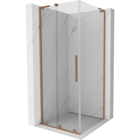 Mexen Velar L cabine de douche coulissante 100 x 100 cm, transparent, cuivre brossé - 871-100-100-03-65 (1/5)