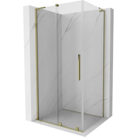 Mexen Velar L cabine de douche coulissante 90 x 80 cm, transparent, or - 871-090-080-03-50 (1/5)