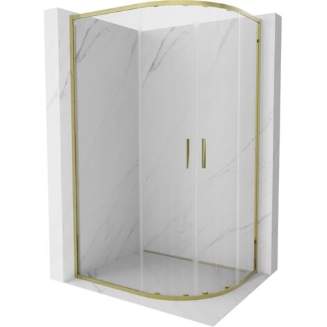 Mexen Exo cabine de douche semi-circulaire coulissante 100 x 90 cm, transparent, or - 8132-100-090-50-00 (1/5)