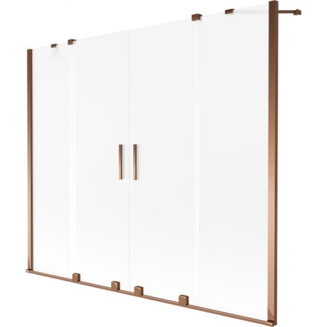 Mexen Velar Duo paroi de baignoire 2 volets coulissants 200 x 150 cm, givrée, or rose - 896-200-000-32-60 (1/2)