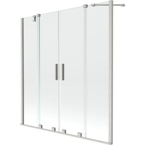 Mexen Velar Duo paroi de baignoire 2 volets coulissants 140 x 150 cm, transparent, nickel brossé - 896-140-000-02-97 (1/2)