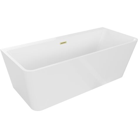 Mexen Volta baignoire autoportante murale 150 x 75 cm, blanche, évacuation en or brossé - 51131507500-55 (1/5)