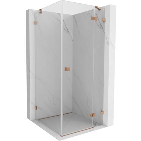 Mexen Lunar cabine de douche pivotante droite 100 x 100 cm, transparent, cuivre brossé - 834-100-100-65-00-P (1/5)