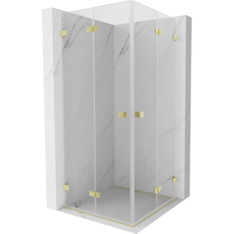 Mexen Lunar-F Duo cabine de douche pliante 70 x 70 cm, transparent, or brossé - 836-070L-070P-55-00 (1/5)