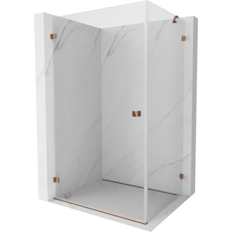 Mexen Lunar-B cabine de douche pivotante gauche 90 x 80 cm, transparent, or rose - 832-090-080-60-00-L (1/5)