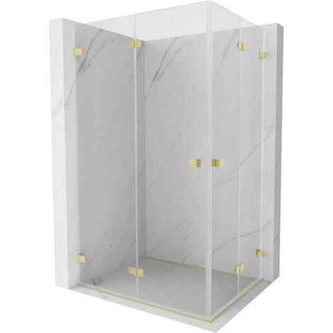 Mexen Lunar-F Duo cabine de douche pliante 90 x 80 cm, transparent, or brossé - 836-090L-080P-55-00 (1/5)