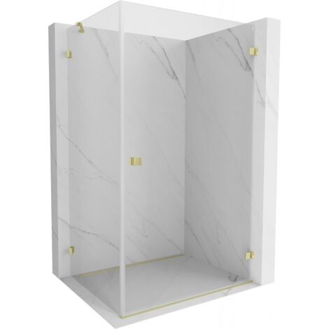 Mexen Lunar-B cabine de douche pivotante droite 100 x 80 cm, transparent, or brossé - 832-100-080-55-00-P (1/5)