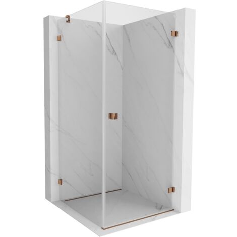 Mexen Lunar-B cabine de douche pivotante droite 90 x 90 cm, transparent, or rose - 832-090-090-60-00-P (1/5)