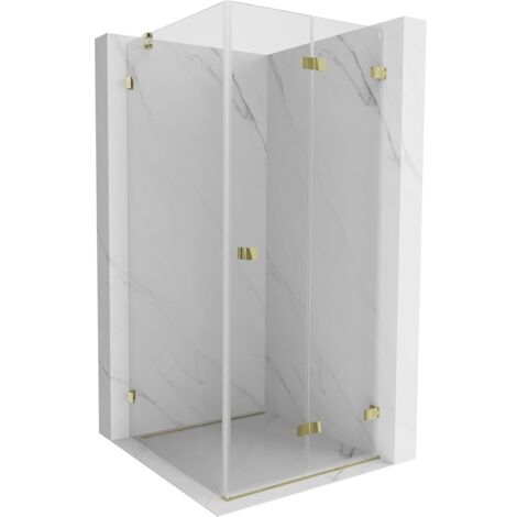 Mexen Lunar-F cabine de douche pliante droite 80 x 80 cm, transparent, or - 836-080-080-50-00-P (1/5)
