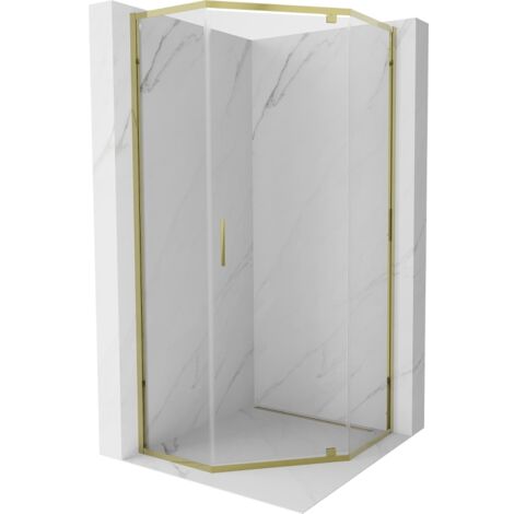 Cabine de douche pentagonale pivotante Mexen Exo 90 x 90 cm, transparent, or - 812-090-090-50-00