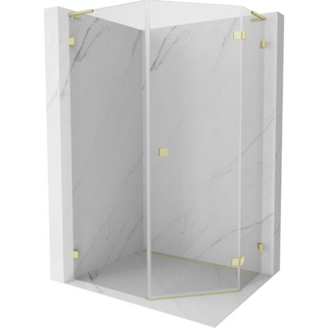 Mexen Lunar L cabine de douche pentagonale pivotante droite 80 x 90 cm, transparent, or brossé - 831L-080P-090L-55-00-P (1/5)