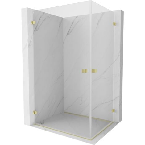 Cabine de douche battante Mexen Lunar-B Duo 85 x 75 cm, transparente, or brossé - 832-085L-075P-55-00 (1/5)