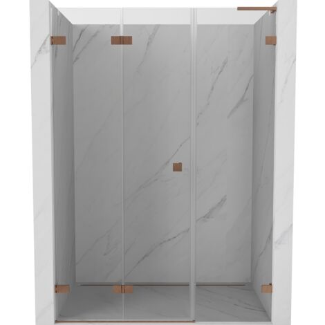 Mexen Lunar-F L porte de douche pliante gauche 140 cm, transparent, cuivre brossé - 836SL-140-050-65-00-L (1/5)