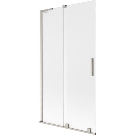 Mexen Velar L paroi de baignoire coulissante 2 panneaux 100 x 150 cm, givré, nickel brossé - 896-100-003-31-97 (1/2)