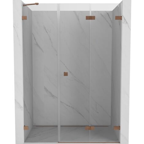 Mexen Lunar-F porte de douche pliante droite 140 cm, transparent, cuivre brossé - 836S-140-050-65-00-P (1/5)