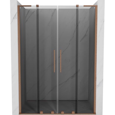 Mexen Velar L Duo portes de douche coulissantes 150 cm, graphite, cuivre brossé - 871-150-003-42-65 (1/5)