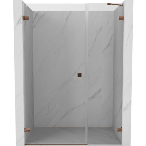 Porte de douche pivotante gauche Mexen Lunar-B 130 cm, transparent, or rose - 832S-130-050-60-00-L (1/5)
