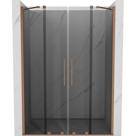 Mexen Velar Duo porte de douche coulissantes 140 cm, graphite, cuivre brossé - 871-140-000-42-65 (1/5)