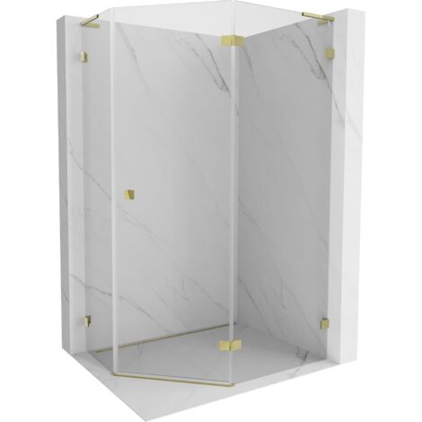 Mexen Lunar L cabine de douche pentagonale pivotante droite 100 x 80 cm, transparent, dorée - 831L-100P-080L-50-00-P (1/5)