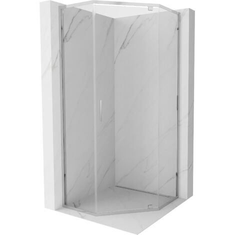 Mexen – Cabine de douche pentagonale pivotante 90 x 90 cm – Verre trempé 6 mm – Finition chrome – Installation universelle – 8120900900100 (1/3)